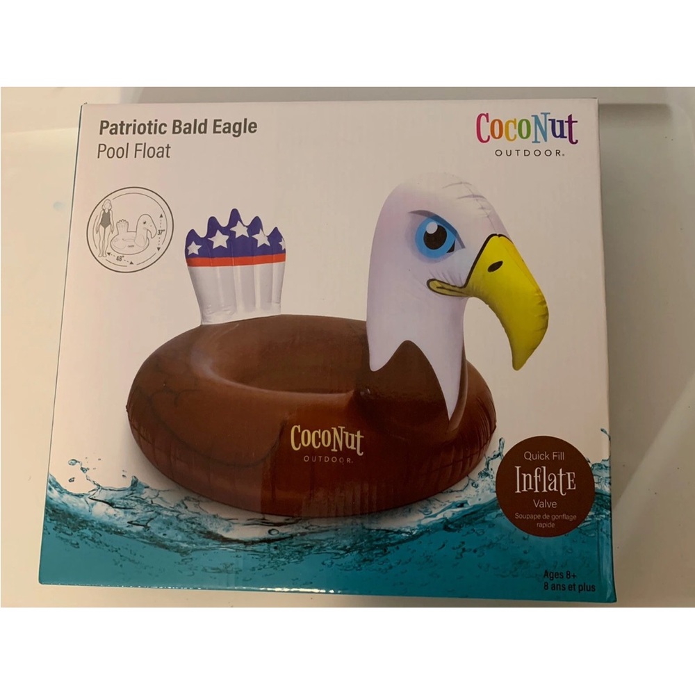 Patriotic Bald Eagle Pool Float -‎ Brown and White